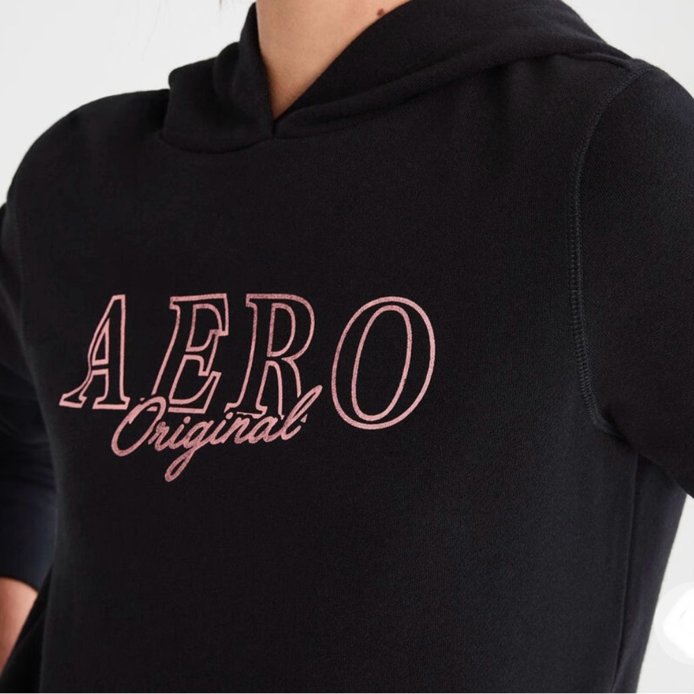 Girls Aero Original Foil Pullover Hoodie Black, Full Sleeves, New Size M